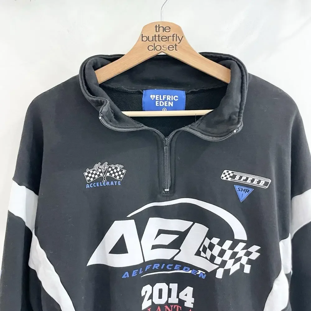 Elfric Eden Black 2014 racing jacket Plant A Graphic 1/4 Zip Sz M quarter zip